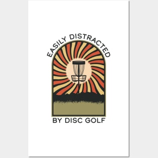 Easily Distracted by Disc Golf | Disc Golf Vintage Retro Arch Mountains Posters and Art